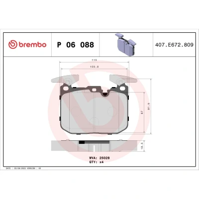 Afbeelding van Brembo Remblokset P 06 088