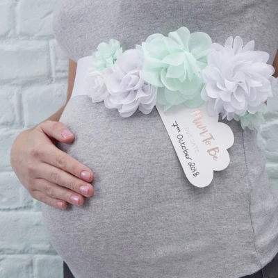 Afbeelding van Ginger Ray Mum to Be Baby Shower Sjerp Mink &amp; Rose Foiled Hello World, Mint en Goud