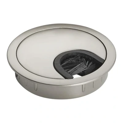 Afbeelding van SOTECH 2 stuks Kabeldoorvoer van metaal RVS look mat Boormaat Ø 60 mm Bureau met stofafdichting