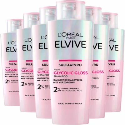 Afbeelding van 6x L&#039;Oréal Elvive Glycolic Gloss Shampoo 200 ml