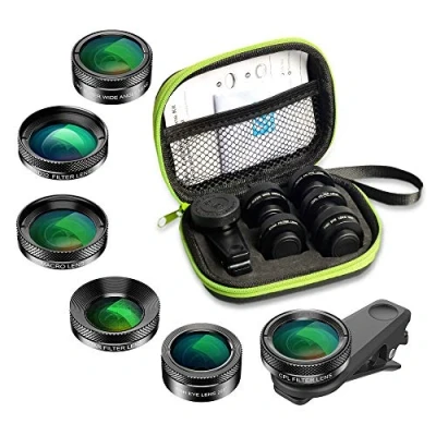 Afbeelding van APEXEL 6 in 1 Mobiele Telefoon Lens Kit, Super 205 Fisheye + 140 Groothoek 25x Macro Sterfilter CPL/ND voor iPhone Samsung en Meeste Smartphones