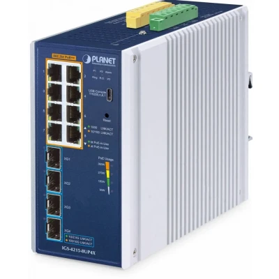 Afbeelding van Planet IP30 industriële L2/L4 8 poort (8 Havens), Netwerkschakelaar, Blauw