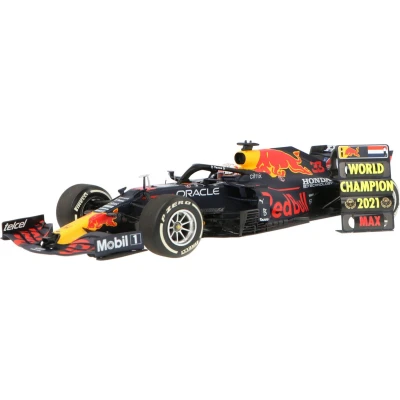 Afbeelding van Red Bull Racing Honda RB16B #33 Winner Abu Dhabi GP 2021 + Pitboard 1:18 Minichamps
