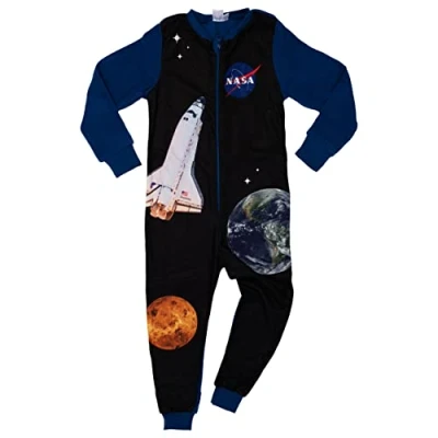 Afbeelding van United Labels NASA Jumpsuit voor jongens, blauw en zwart, overall lang, pyjama eendelig kinderen, blauw/zwart, 110 116