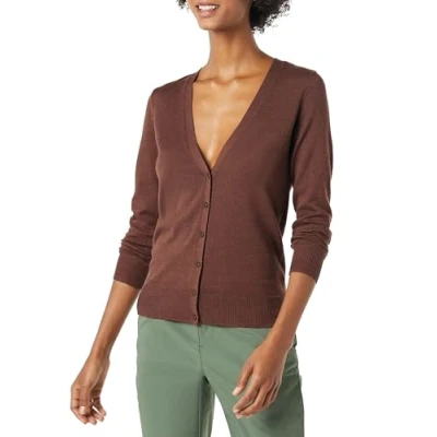 Afbeelding van Amazon Essentials Women&#039;s Lichtgewicht vest met V hals (verkrijgbaar in grote maten), Donker kastanjebruin, L