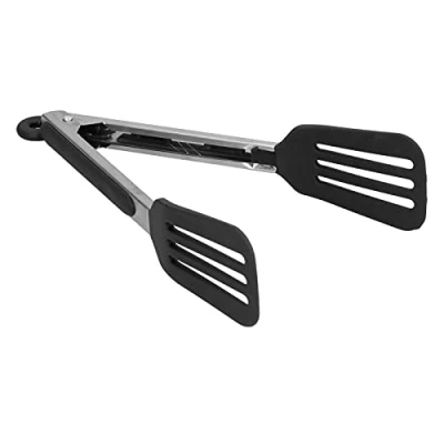 Afbeelding van Keukentang, Roestvrijstalen Tang met Siliconen Kop, 9 12 inch Barbecue Steak Pastasalade Spateltang voor Koken Grillen(9 Zwart)