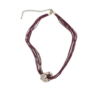 Afbeelding van Behave Ketting paars met bloem hanger en steentjes 40 cm
