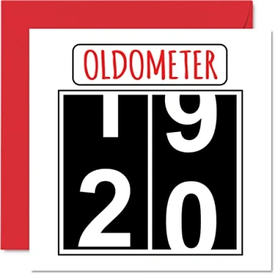 Afbeelding van Leuke 20e verjaardagskaarten voor mannen vrouw Oldometer Happy Birthday Card zoon dochter broer zus kleinzoon kleindochter nichtje neef oom 145 mm wenskaarten, kaart