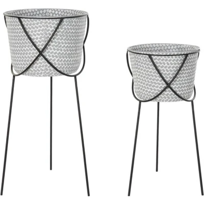 Afbeelding van Pottenset DKD Home Decor Zwart Grijs Metaal Ijzer Vierkant 30 x 40 cm 37 82 (2 Stuks)