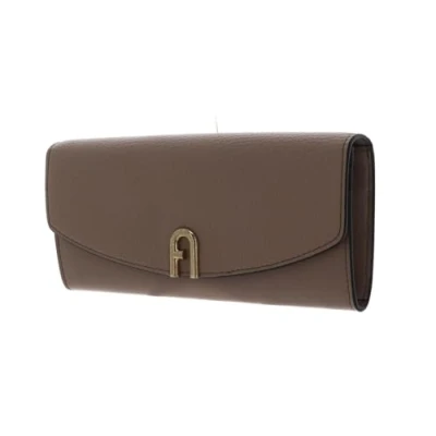 Afbeelding van FURLA Leren Portemonnee Primula Continental Wallet Greige Lichtbruin