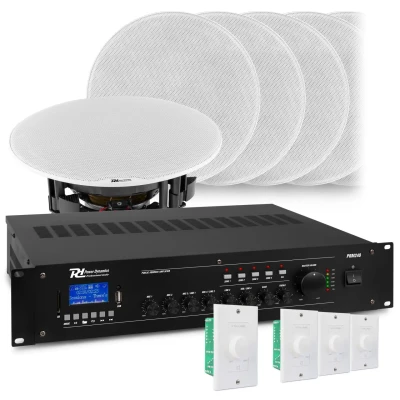 Afbeelding van 4 zone geluidsinstallatie met o.a 8x FCS5 inbouw speaker, 240W 100V