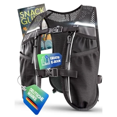 Afbeelding van SASMO® loopvest voor dames en heren, 5 liter, ultralicht 270 g &amp; ademend, hardlooprugzak 8 zakken, drinkvest, drinkrugzak, hardlopen, trailrunning
