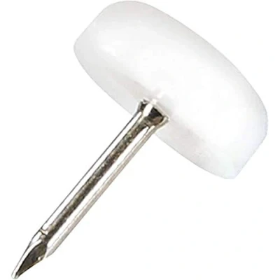 Afbeelding van Adsamm® / 32 x kunststof glijders met spijker/wit/Ø 15 mm/rond/meubelglijders spijker/meubel en vloerglijders