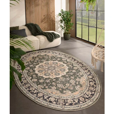Afbeelding van Buitenkleed Ovaal Vintage Valenca Nova Donkergroen 160x230 Cm