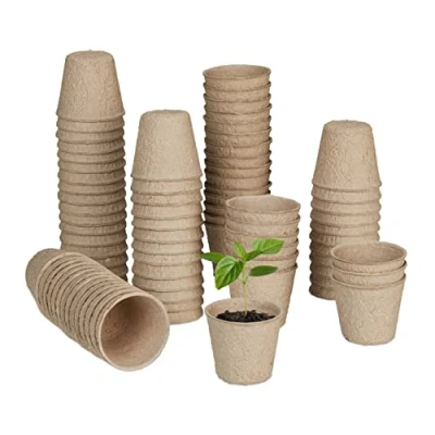 Afbeelding van Relaxdays kweekpotjes set 80 stuks afbreekbaar stekpotjes rond zaaipotjes klein