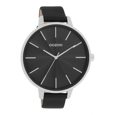 Afbeelding van OOZOO C11258 Horloge Timepieces staal leder zilverkleurig zwart 48 mm
