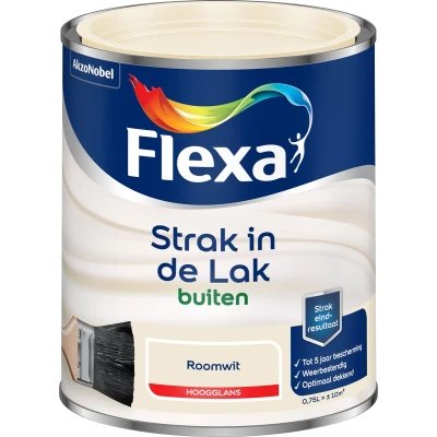 Afbeelding van flexa strak in de lak buitenlak hoogglans 1525 roomwit 0.75 ltr