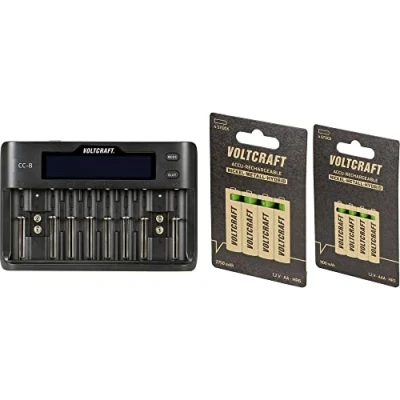 Afbeelding van VOLTCRAFT CC 8 + HR03 SE HR6 Batterijlader Li ion, LiFePO, NiMH, NiCd A, AA (penlite), AAA (potlood), AAAA (mini),