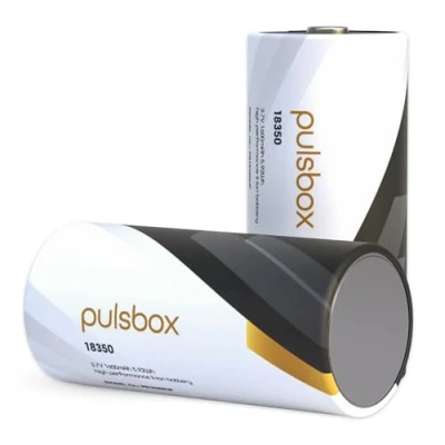 Afbeelding van pulsbox 18350 Li Ion batterij 3,7 V Flat Top/Button Top 1600mAh 8A (2 x accu) (pluspool verhoogd)