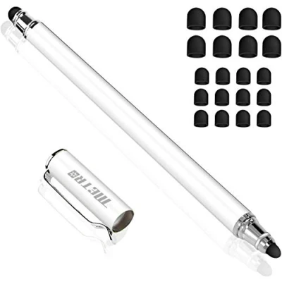 Afbeelding van Metro 2 in 1 Tablet Stylus Pen Fijne Punt Capacitieve Touchscreen 20 Reserve Tips voor Smartphones Tablets iPhone ipads Samsung Galaxy Huawei (wit)