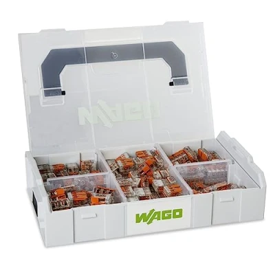 Afbeelding van WAGO Verbindingsklemmenset 887 851 230 delig, met verschillende verbindingsklemmen uit de serie 221 voor alle soorten ladders, in praktische L Boxx Mini