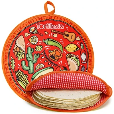 Afbeelding van Tortillada 30 cm Tortilla Warmer/Warmte Container magnetron Gemaakt van Katoen/Polyester (Rood)