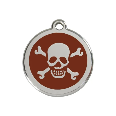 Afbeelding van Cross Bone Brown roestvrijstalen hondenpenning medium/gemiddeld dia. 3 cm RedDingo