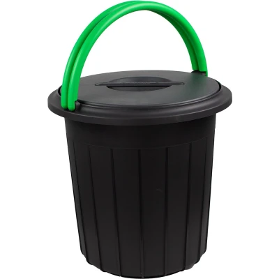 Afbeelding van Eco Solution, Afvalemmer met Handvat 25L Prullenbak Deksel voor Afvalscheiding Groen/Geel Afvalscheidingprullenbakken Recycle Afvalbak Vuilnisbak Vuilnisemmer Sorteerafvalemmer Kantoor Keuken