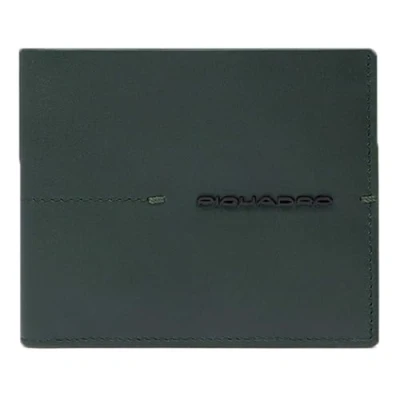 Afbeelding van PIQUADRO Leren Kaarthoes Giles Men&#039;s Wallet Removable Document Facility RFID Green Donkergroen