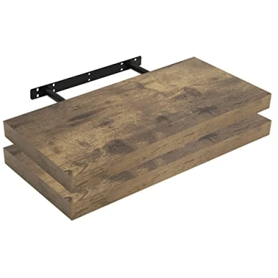 Afbeelding van WOLTU RG9368hov 2 Wandplank, boekenplank, planken, voor decoratieve wandplanken van MDF hout, set hangplanken, vintage bruin, 50 x 22,9 3,8 cm