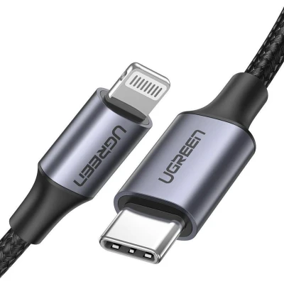 Afbeelding van UGREEN USB C Lightning Kabel MFi Gecertificeerd Nylon PD Oplader Cable Voor iPhone 12/12 Mini/ 12 Pro/ Pro Max/SE/ 11/11 Pro/X/XR/XS MAX/ 8/8 Plus, enz. (1Meter)
