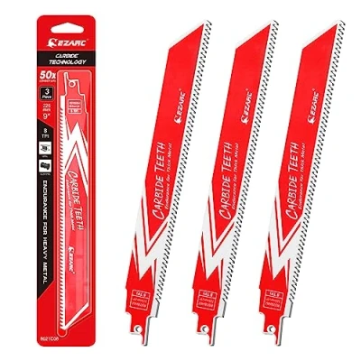 Afbeelding van EZARC Hardmetalen reciprozaagblad R978HM Endurance voor dik metaal, gietijzer, gelegeerd staal, 9 inch, 8 TPI, verpakking van 3 stuks