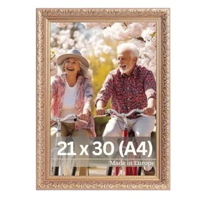 Afbeelding van Victor Vintage Fotolijst “Rubens in 21x30 cm (A4) Rosé Goud Staaf: 30x20mm Echt Glas Barok Antiek 20x30 A4