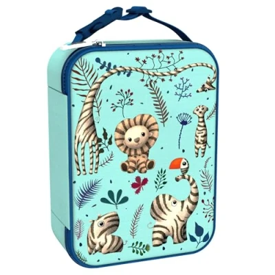 Afbeelding van ION8 Geïsoleerde Lunchtas, Zebra Design, 3 Zijdige Ritssluiting, Mesh Flessenhouder, Naamlabel, 6 Uur Koude Isolatie, Draagriem, Medium, Polyester