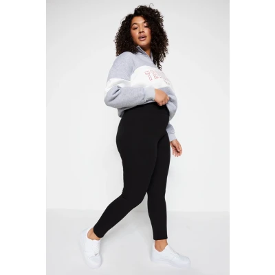 Afbeelding van Trendyol Vrouwen Hoge taille Dun Zwarte gebreide fleece legging