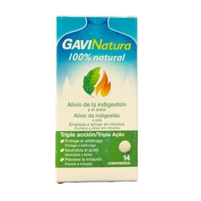 Afbeelding van GaviNatura Verlichting van spijsvertering en branden, drievoudige werking, met 100% natuurlijke ingrediënten 14 tabletten