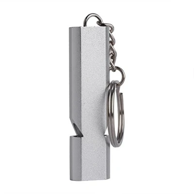 Afbeelding van Yosoo Survival Emergency Fluitje Dubbele Gaten Hoge frequentie Aluminium Lifesaving Met Sleutelhanger Voor Outdoor Wandelen Camping Klimmen