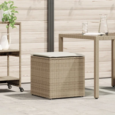 Afbeelding van vidaXL Opslagdoos Beige en crème Rieten effect, Polyester kussen