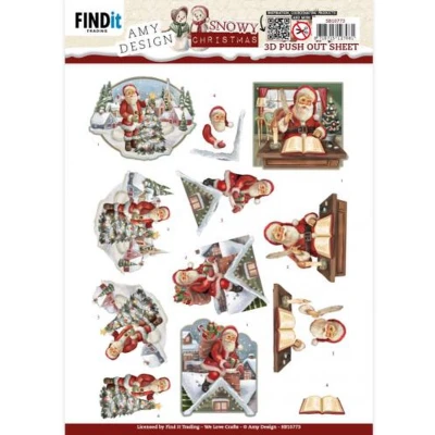Afbeelding van 3D Push Out Amy Design Snowy Christmas Santa