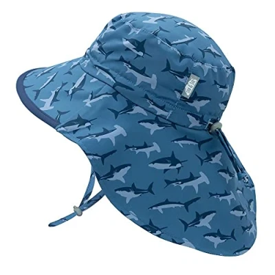 Afbeelding van JAN &amp; JUL Kids&#039; Sun Hats, UV Protection, Adjustable for Growth (XL: 6 12 Years, Shark with Navy Trim)