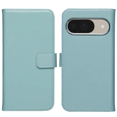Afbeelding van Google Pixel 10 Pro Hoesje Echt leder Selencia Bookcase Lichtblauw Telefoonhoesje