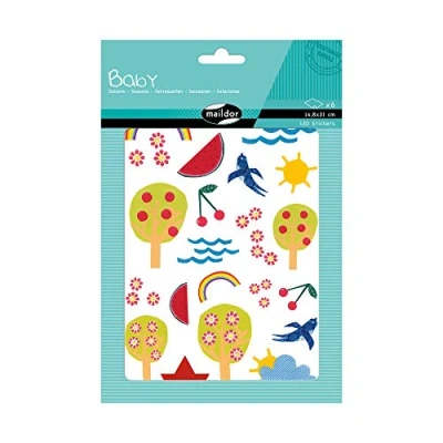 Afbeelding van Maildor AE034O babyverpakking stickers (met 6 vellen in formaat DIN A5, 14, 8 x 21 cm, ideaal voor kinderen vanaf 2 jaar, jaar), 1 verpakking