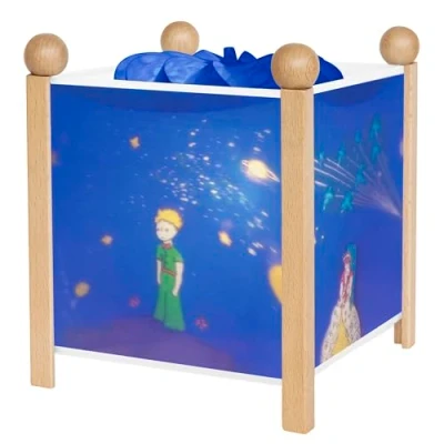 Afbeelding van TROUSSELIER De kleine prins. St Exupéry Nachtlampje Magische lantaarn Ideaal cadeau voor kinderen Cartoon Geruststellend licht Natuurlijke houtkleur Inclusief lamp 12V 10W Elec stekker