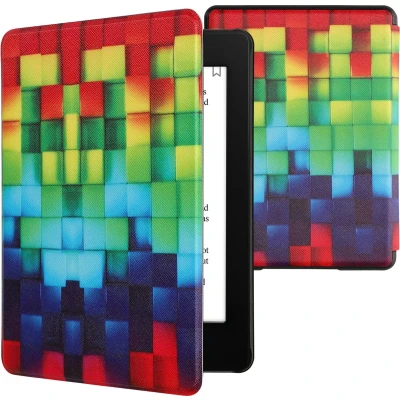 Afbeelding van kwmobile E reader hoesje geschikt voor Amazon Kindle Paperwhite 11. Generation 2021 hoes flip case met magnetische sluiting Ereader cover Regenboog Kusbussen design in meerkleurig / groen blauw