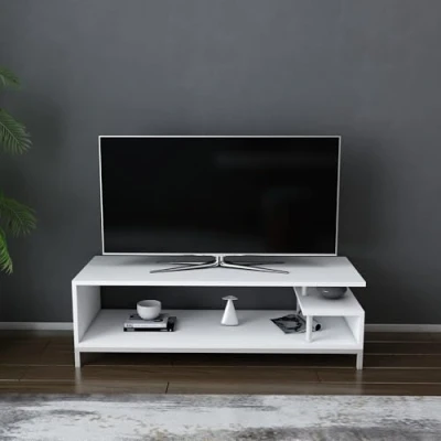Afbeelding van Kyrisa design TV meubel L120cm Metaal en Hout Wit Menzzo