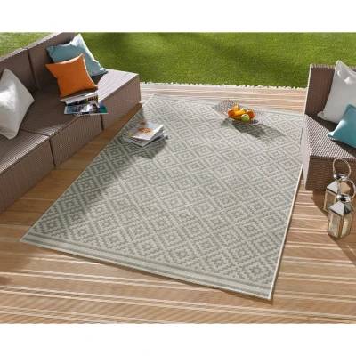 Afbeelding van Buitenkleed Retro Squares 240x340cm Grijs 123vloerkleed.nl is de online webshop voor vloerkleden en woonaccessoires.