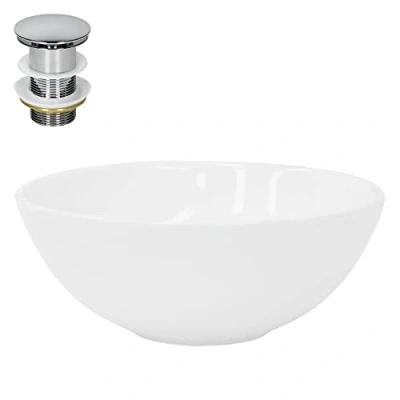 Afbeelding van Wastafel incl. afvoerset zonder overloop 69x46x13 cm Wit keramiek ML Design