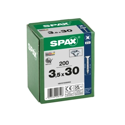 Afbeelding van Spax Spaanplaatschroef platverzonken kop verzinkt pozidriv 3.5x30mm (per 200 stuks)