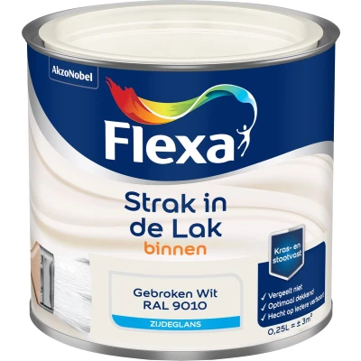 Afbeelding van flexa strak in de lak binnenlak zijdeglans ral 9010 0.25 ltr
