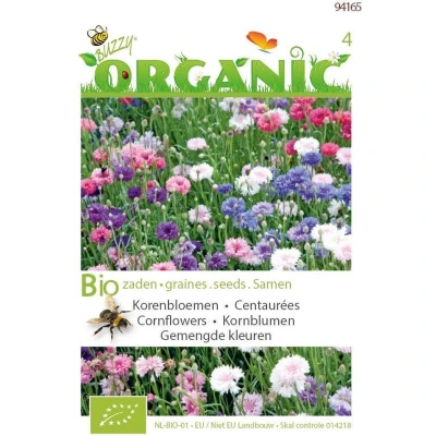 Afbeelding van Korenbloem Centaurea Dubbelbloemig GemengdBIO Biologische Bloemenzaden Buzzy Organic